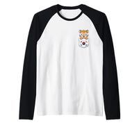 Cute South Korean Tiger Cub in Pocket with Sunglasses Raglan Baseball Tee