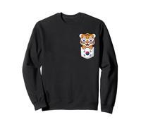 Cute South Korean Tiger Cub In Pocket With Sunglasses Sweatshirt