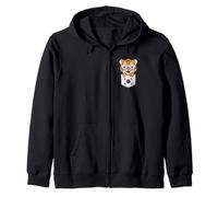 Cute South Korean Tiger Cub In Pocket With Sunglasses Zip Hoodie
