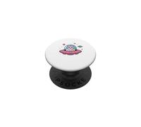 Cute Space Cats in Pink UFO Flying Through Galaxy PopSockets Adhesive PopGrip