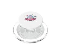 Cute Space Cats in Pink UFO Flying Through Galaxy PopSockets PopGrip for MagSafe