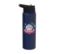 Cute Space Cats in Pink UFO Flying Through Galaxy Stainless Steel Insulated Water Bottle