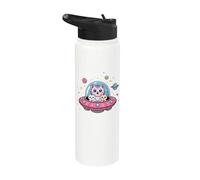 Cute Space Cats in Pink UFO Flying Through Galaxy Stainless Steel Insulated Water Bottle