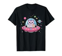 Cute Space Cats in Pink UFO Flying Through Galaxy Value Graphic T-Shirt