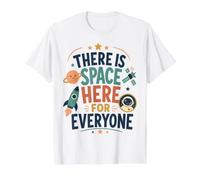 Cute Space Exploration Everyone Belongs Galaxy Quote Value Graphic T-Shirt, Men, White, M