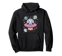 Cute Space Explorer Cats in Colorful Cosmic Journey Pullover Hoodie