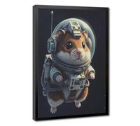 Cute Space Hamster Astronaut Space Animal Theme Children's Room Decoration Canvas Poster Bedroom Decor Landscape Office Room Decor Gift 12" L X 18" W