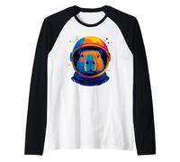 Cute Space Men Women Kids Funny Capybara Astronaut Raglan Baseball Tee