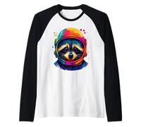 Cute Space Men Women Kids Funny Raccoon Astronaut Raglan Baseball Tee