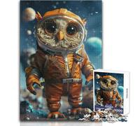 Cute Space Owl Astronaut 1000 Piece Jigsaws for Teenagers Fun Learning with Brain Game Perfect Thoughtful Festive Present Size 50x75cm
