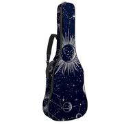 Cute Space with Planets Stars Astrology Pattern Acoustic Guitar Bag Thick Padded, Waterproof Guitar Gig Bag for 40 41 42 Inch Guitars