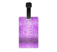 Cute Sparkling Purple Glitter Print Luggage Tag PVC Suitcase Tag, Unique Luggage Identifier Modern for Travel