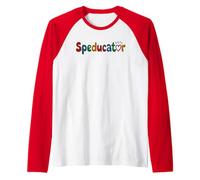 Cute SPEDUCATOR Empower Paraeducator Teacher My Superpower Raglan Baseball Tee