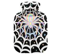 Cute Spider Web Star Black White hot Water Bottles with Soft Cover, 1L Warmer Bag for Arthritis
