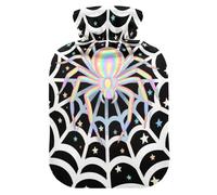 Cute Spider Web Star Black White hot Water Bottles with Soft Cover, 2L hot compresses for The Body for Tummy Warmer, Hand Feet Warmer
