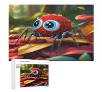 Cute Spider Wooden Jigsaw Puzzles for Adults Hard Poster Puzzle 1000 Piece Precise Interlocking Educational Game Toys （75×50cm）