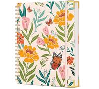 Cute Spiral Notebook Journal for Women, 200 Pages Lined Notebooks 8.5” x 11”, A4 Large Hardcover Spiral Journals with 100 GSM Thick Paper, College Ruled Notebook for Writing Work School, Orange Floral