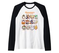 Cute Spooky Animals Fluffle in Funny Halloween Costumes Raglan Baseball Tee