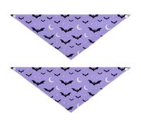Cute Spooky Bat Moon Purple Halloween 2 Pack Dog Bandanas Bulk Bib Handkerchief Pet Holiday Set for Dogs Cats