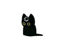 Cute Spooky Black Cat Lover Enamel Pin, Kawaii Black Kitty Pin Brooch For Cat Mom Dad Animal Lover, Gothic Kitten Silhouette Brooch Badge, Mystical Kitten Lapel Badges, Cute Animal Gift, Minimalist