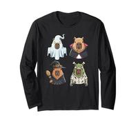 Cute Spooky Capybara in Halloween Costumes Graphic Long Sleeve T-Shirt