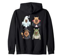 Cute Spooky Capybara in Halloween Costumes Graphic Zip Hoodie