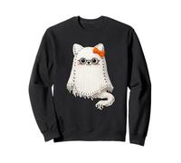 Cute Spooky Cat Ghost Halloween Bow Glasses Season Vintage Sweatshirt