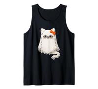 Cute Spooky Cat Ghost Halloween Bow Glasses Season Vintage Tank Top