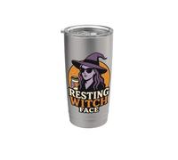 Cute Spooky Fall Resting Witch Face Halloween Coffee Girl Stainless Steel Insulated Tumbler