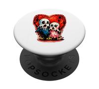 Cute Spooky Ghost Couple Heart Pop Art Horror Valentine Goth PopSockets Adhesive PopGrip