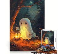 Cute Spooky Ghost Holding A Lantern 1000-piece Puzzle for Teenagers Tension Relief Firm Cut Playful Challenge Fine Art (38x52cm)