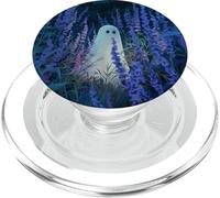Cute Spooky Ghost In Lavender Flower Garden Kawaii Ghost PopSockets PopGrip for MagSafe