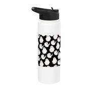 Cute Spooky Ghost Pastel Goth Retro Groovy Halloween Black Stainless Steel Insulated Water Bottle