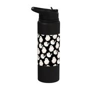Cute Spooky Ghost Pastel Goth Retro Groovy Halloween Black Stainless Steel Insulated Water Bottle