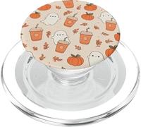 Cute Spooky Ghost Pumpkin Spice Fall Leaves Halloween Themed PopSockets PopGrip for MagSafe