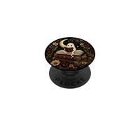 Cute Spooky Ghost Reading Cottagecore Flower Bookworm PopSockets Adhesive PopGrip