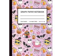 Cute Spooky Graph Paper Notebook: -1/4 Inch Grid -200 Pages -Pastel Pink Ghosts, Pumpkins & Bats -For School, Math, Notes & Journaling