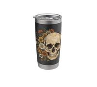 Cute Spooky Halloween Summer Floral Skull Graphic Stainless Steel Insulated Tumbler