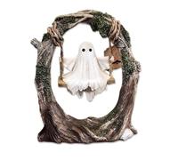 Cute Spooky Swinging Ghost On Tree Swing, Ghosts On A Swing, Funny Resin Statue, Tree Hanging Ghosts Ornament, Funny Ghost Trees Decor, Halloween Interior Decoration (A)