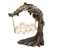 Cute Spooky Swinging Ghost On Tree Swing, Ghosts On A Swing, Funny Resin Statue, Tree Hanging Ghosts Ornament, Funny Ghost Trees Decor, Halloween Interior Decoration (B)