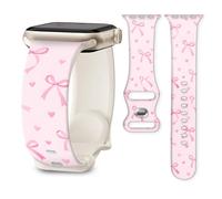 Cute Sport Band Compatible with Apple Watch Band 41mm 40mm 38mm 42mm 44mm 45mm 49mm, Soft Silicone Replacement Strap for iWatch Series 11 10 9 8 7 SE Ultra 2, Women Men (cute bow heart)