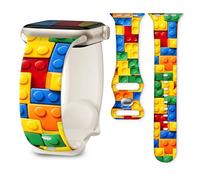 Cute Sport Band Compatible with Apple Watch Band 41mm 40mm 38mm 42mm 44mm 45mm 49mm, Soft Silicone Replacement Strap for iWatch Series 11 10 9 8 7 SE Ultra 2, Women Men (olorful building blocks)
