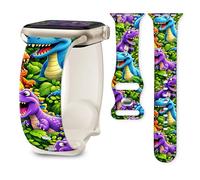 Cute Sport Band Compatible with Apple Watch Band 41mm 40mm 38mm 42mm 46mm, Soft Silicone Replacement Strap for iWatch Series 11 10 9 8 7 6 5 SE, Women Men Stylish Wristband (Colorful Dinosaurs)