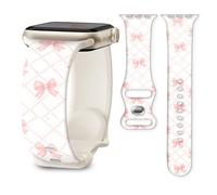 Cute Sport Band Compatible with Apple Watch Band 41mm 40mm 38mm 42mm 46mm, Soft Silicone Replacement Strap for iWatch Series 11 10 9 8 7 6 5 SE, Women Men Stylish Wristband (boho bow)