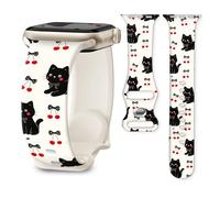 Cute Sport Band Compatible with Apple Watch Band 41mm 40mm 38mm 42mm 46mm, Soft Silicone Replacement Strap for iWatch Series 11 10 9 8 7 6 5 SE, Women Men Stylish Wristband (cute cat cherry)