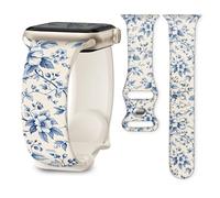 Cute Sport Band Compatible with Apple Watch Band 41mm 40mm 38mm 42mm 46mm, Soft Silicone Replacement Strap for iWatch Series 11 10 9 8 7 6 5 SE, Women Men Stylish Wristband (cute blue flowerr)