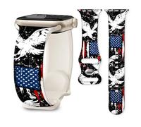 Cute Sport Band Compatible with Apple Watch Band 41mm 40mm 38mm 42mm 46mm, Soft Silicone Replacement Strap for iWatch Series 11 10 9 8 7 6 5 SE, Women Men Stylish Wristband (American Eagle Flag)