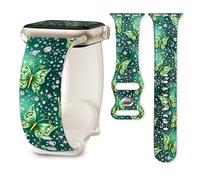 Cute Sport Band Compatible with Apple Watch Band 41mm 40mm 38mm 42mm 46mm, Soft Silicone Replacement Strap for iWatch Series 11 10 9 8 7 6 5 SE, Women Men Stylish Wristband (green butterfly)