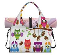 Cute Sports Owl Sports Duffel Bag for Women Men Owl Weekend Overnight Bag with Shoe Compartment Shoulder Tote Luggage Bag for Yoga Gym Travel