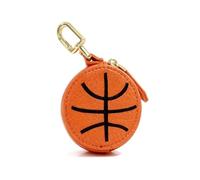Cute Sporty Ball-Shaped Coin Purse Keychain with Zipper - Kawaii Mini Leather Bag Charm for Backpack, Headphone Pouch Pendant Small Storage Bag for Earphones & Accessories